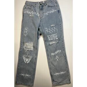 Born Dead Graphic Distressed Grunge Mens Size L (29-31) Jeans